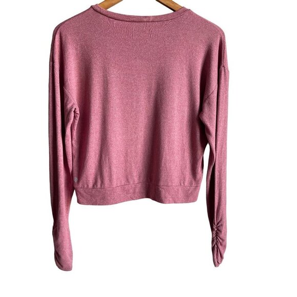 Zella Girl XL 14/16 Pink Pullover Crewneck Knit Top Ruched Long Sleeve - Picture 2 of 7